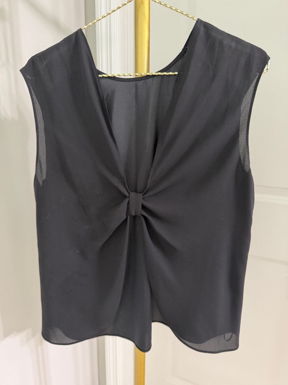 Women's Black Knot-Back Sleeveless Top